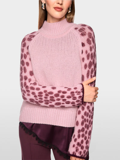 Marc Cain Pink Soft Wool Blend Stand Up Collar Sweater BC41.29 M35