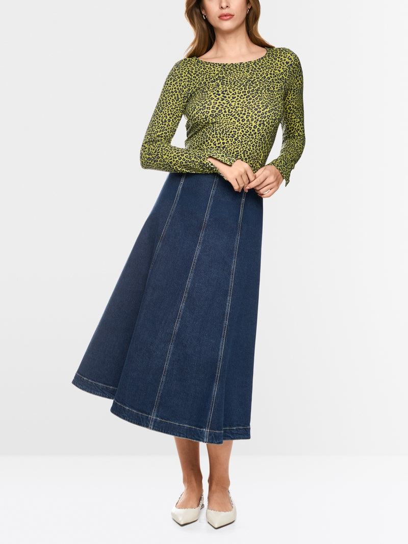 Marc Cain Apple Green Leopard Print Long Sleeve Top
