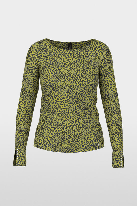 Marc Cain Apple Green Leopard Print Long Sleeve Top