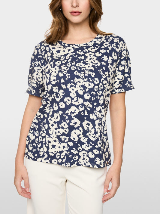 Marc Cain Midnight Blue Print Slim-Fit T-Shirt