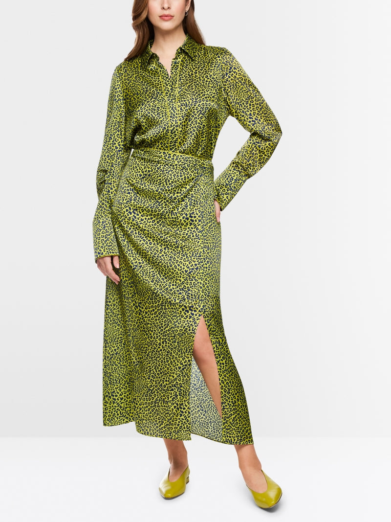 Marc Cain Green Leopard Print Midi Skirt