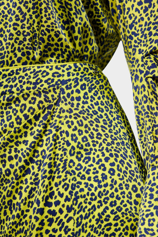 Marc Cain Green Leopard Print Midi Skirt