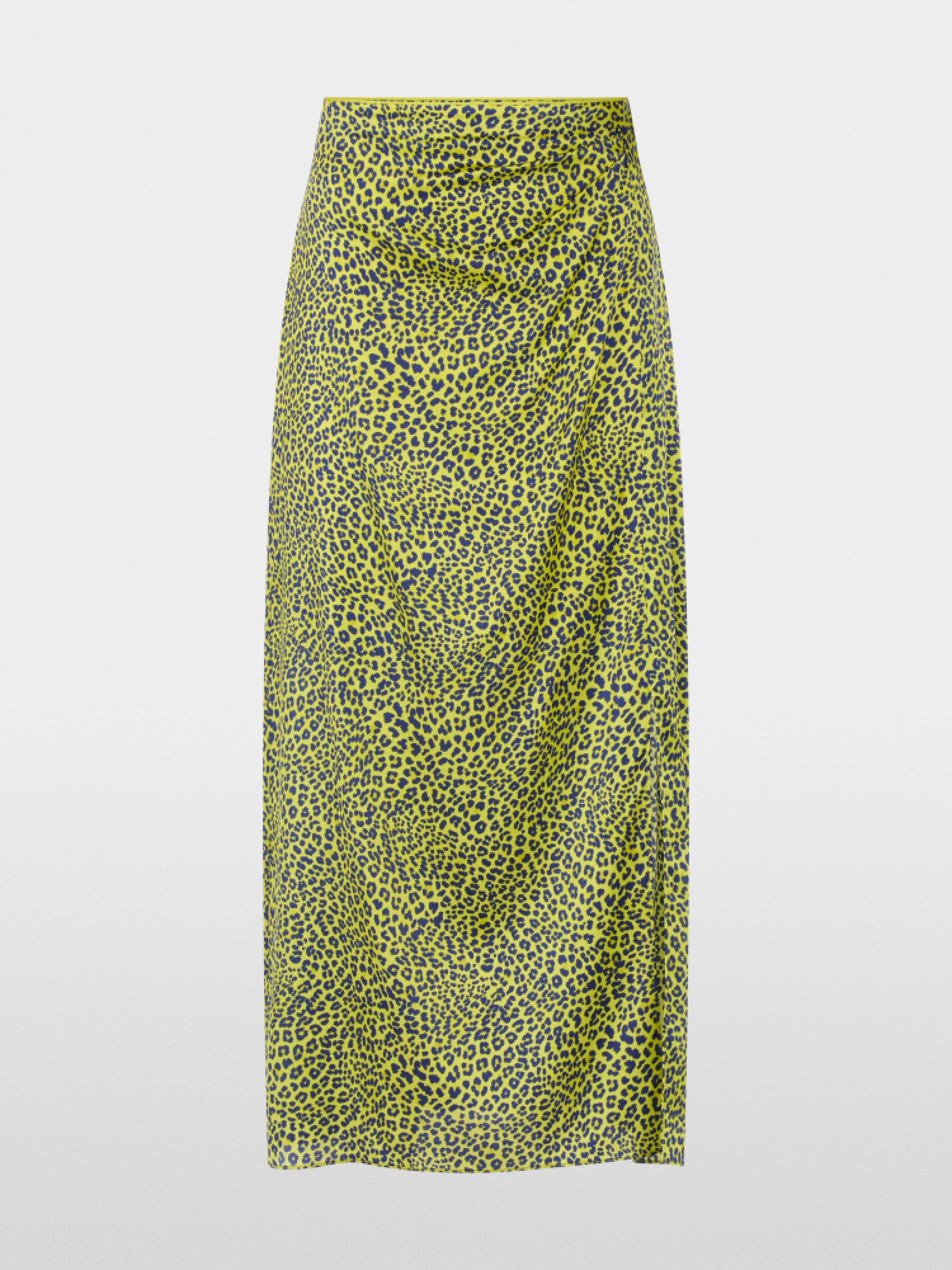 Marc Cain Green Leopard Print Midi Skirt