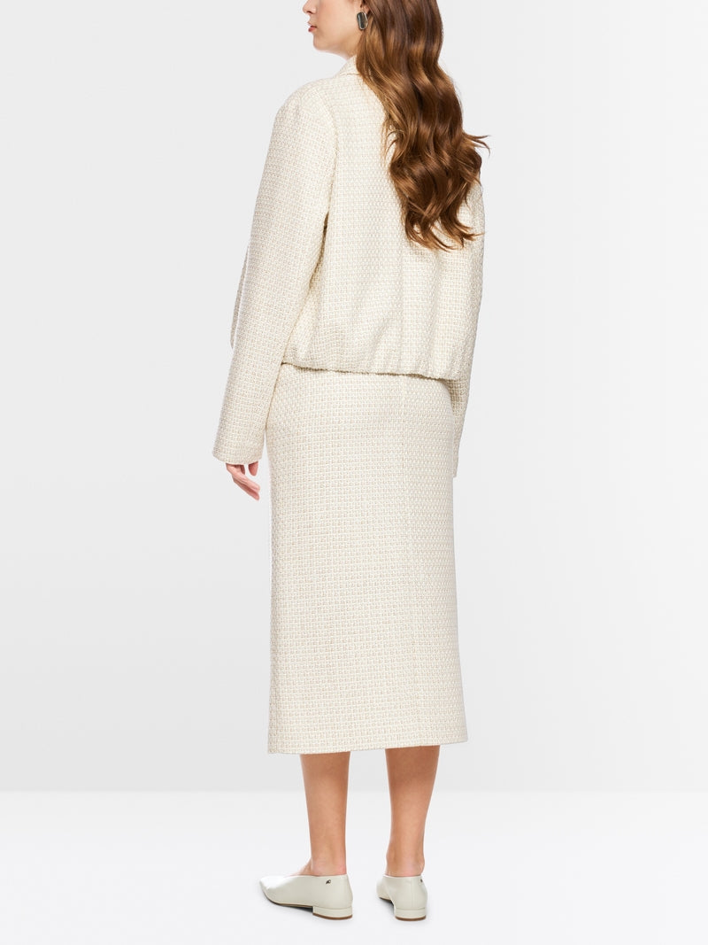 Marc Cain Ecru Midi Skirt with Bouclé Effect