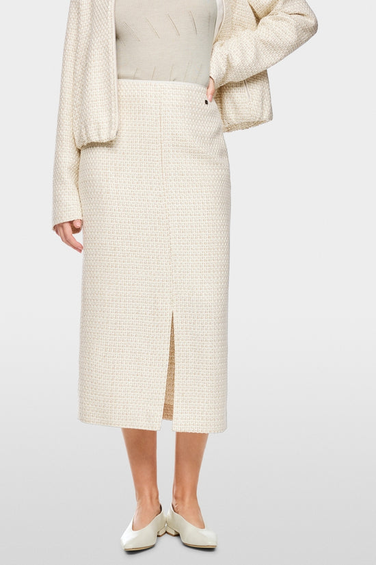 Marc Cain Ecru Midi Skirt with Bouclé Effect