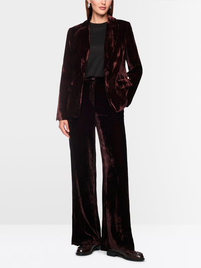 Marc Cain Wine Wide Leg WARRI Velvet Trousers BC81.68 W35