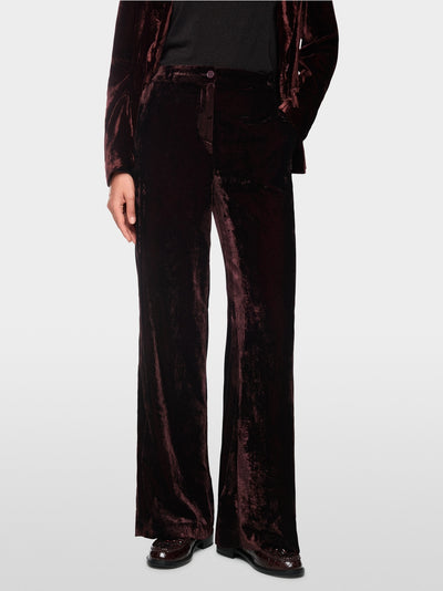 Marc Cain Wine Wide Leg WARRI Velvet Trousers BC81.68 W35