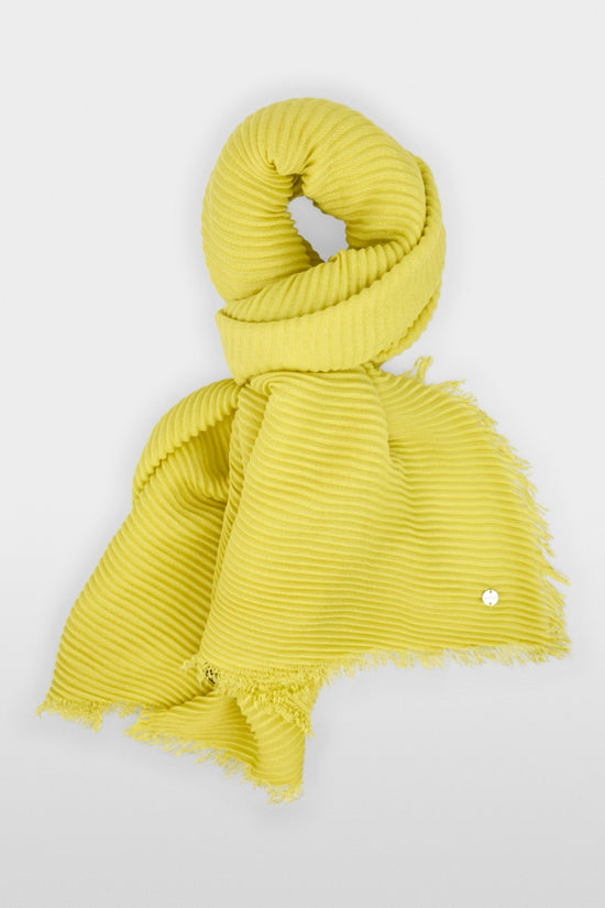 Marc Cain Apple Green Pleated Fringed Scarf