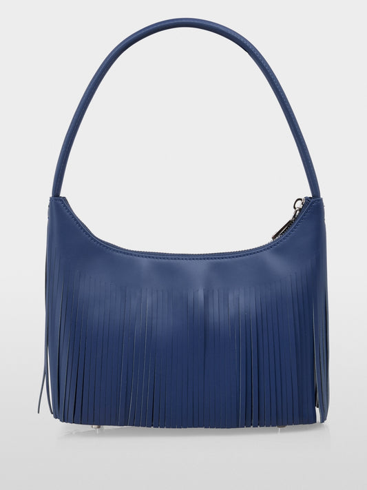 Marc Cain Midnight Blue Shoulder Bag with Fringes