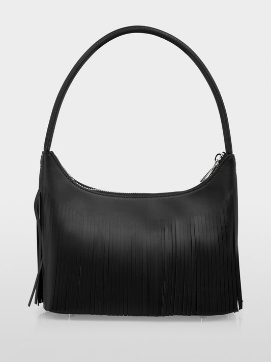 Marc Cain Black Shoulder Bag with Fringes