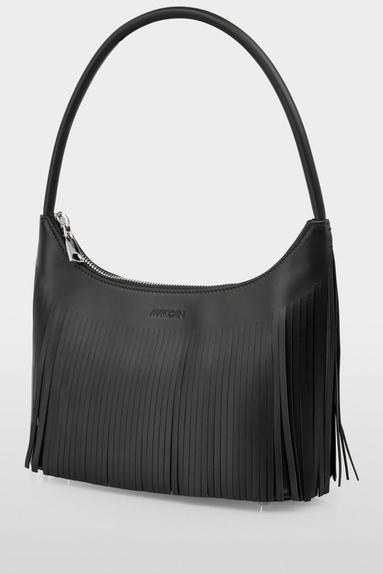 Marc Cain Black Shoulder Bag with Fringes