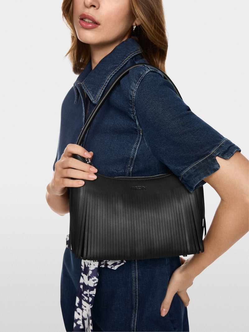 Marc Cain Black Shoulder Bag with Fringes