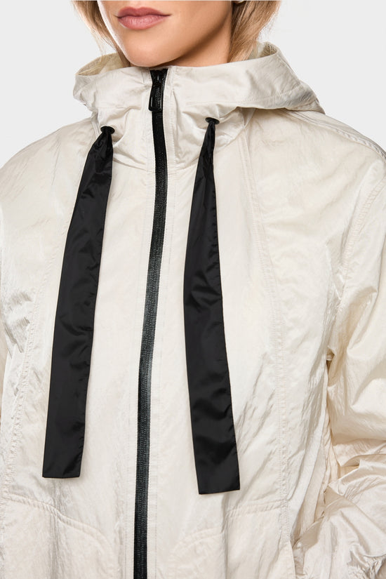 Marc Cain Sports Smoke Coloured Shiny Coat with Contrasting Details