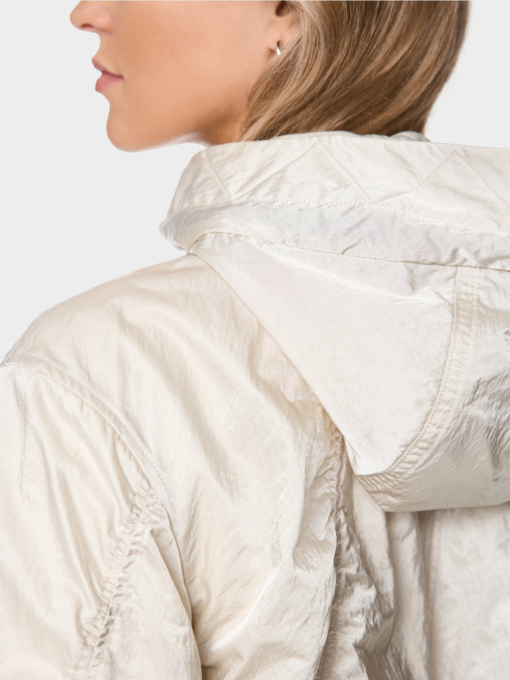 Marc Cain Sports Smoke Coloured Shiny Coat with Contrasting Details