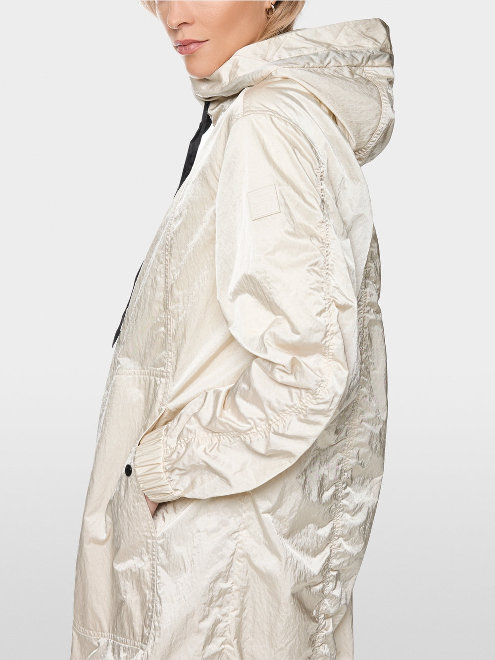 Marc Cain Sports Smoke Coloured Shiny Coat with Contrasting Details