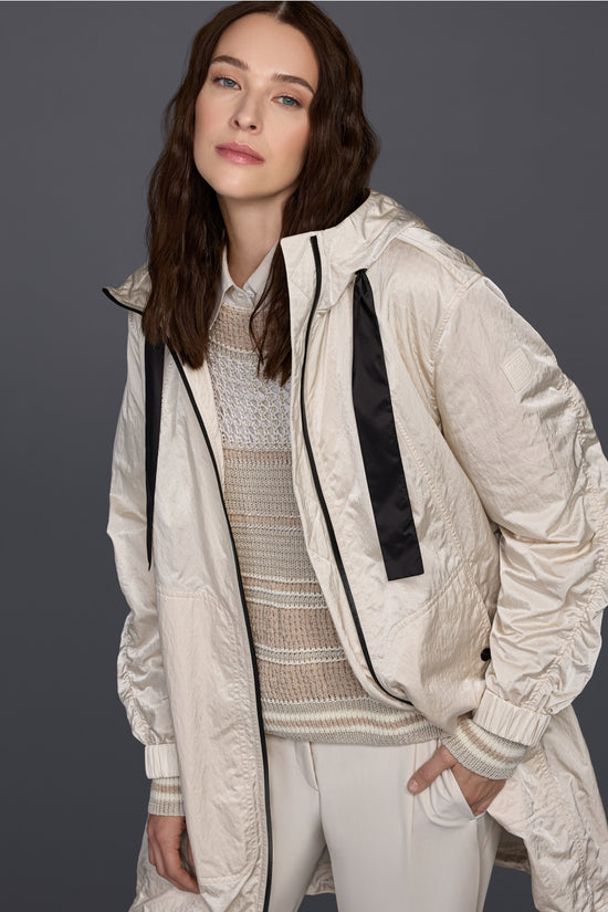 Marc Cain Sports Smoke Coloured Shiny Coat with Contrasting Details