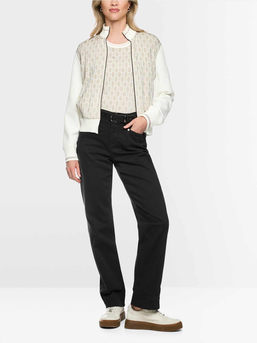 Marc Cain Sports Smoke Coloured Two Way Zip Patterned Cardigan