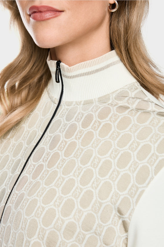 Marc Cain Sports Smoke Coloured Two Way Zip Patterned Cardigan