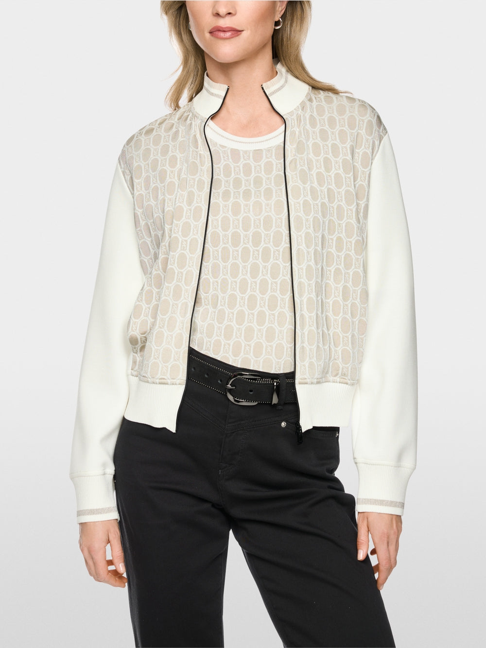 Marc Cain Sports Smoke Coloured Two Way Zip Patterned Cardigan