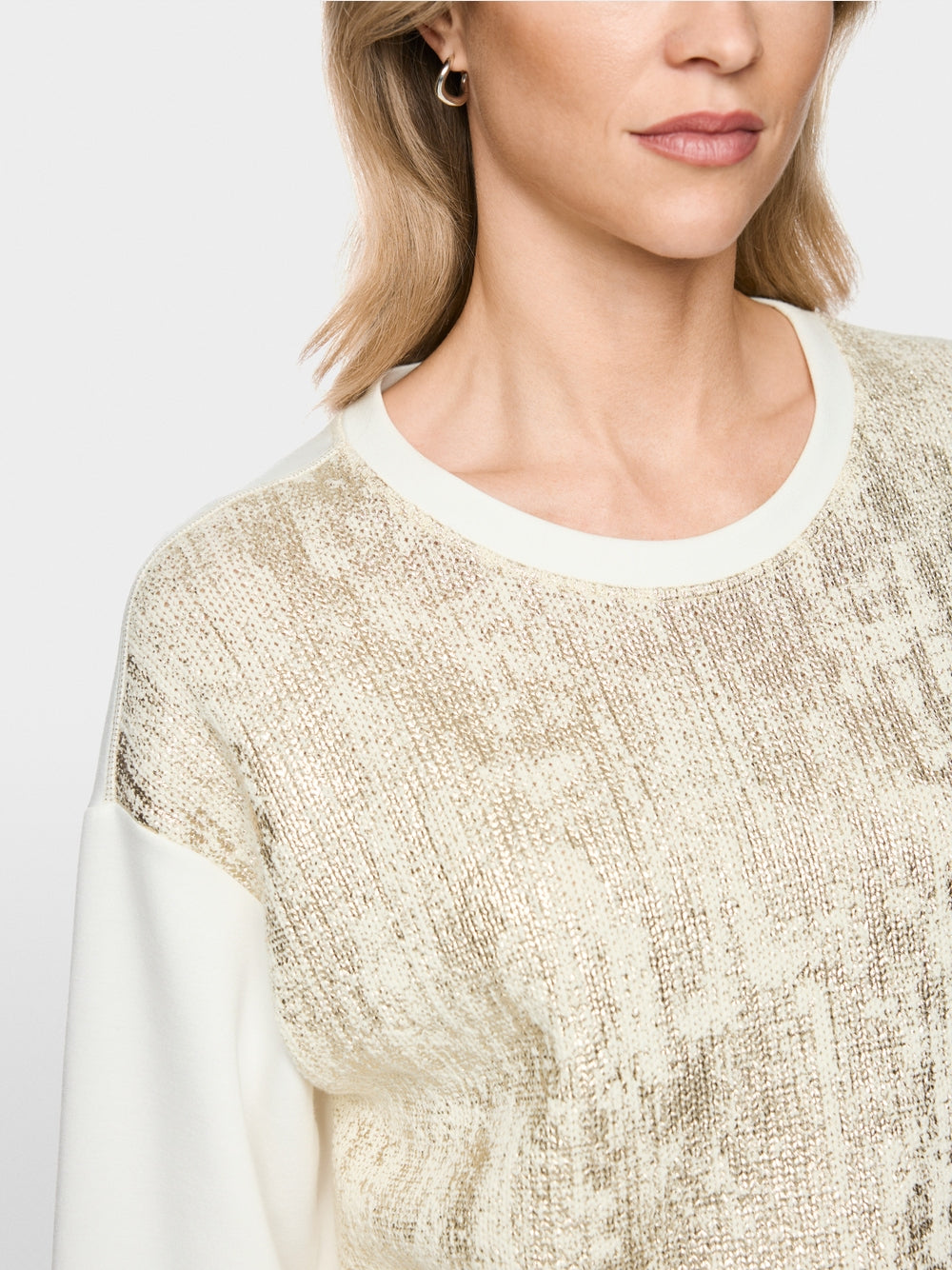 Marc Cain Sport Champagne Gold Shimmering Crew Neck Sweater