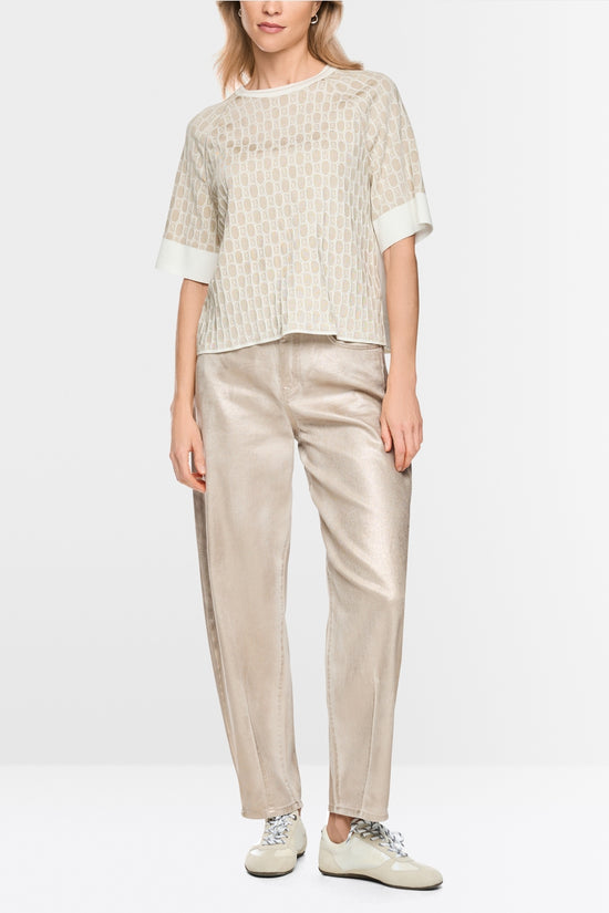 Marc Cain Sports Smoke Coloured Crew Neck Patterned Sweater