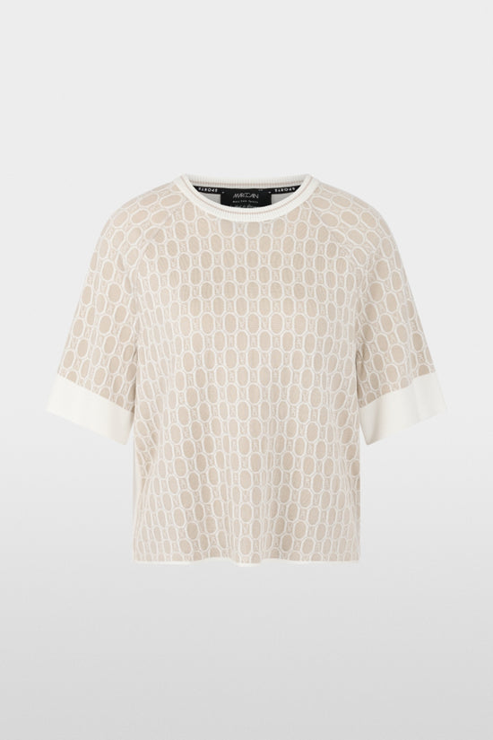 Marc Cain Sports Smoke Coloured Crew Neck Patterned Sweater