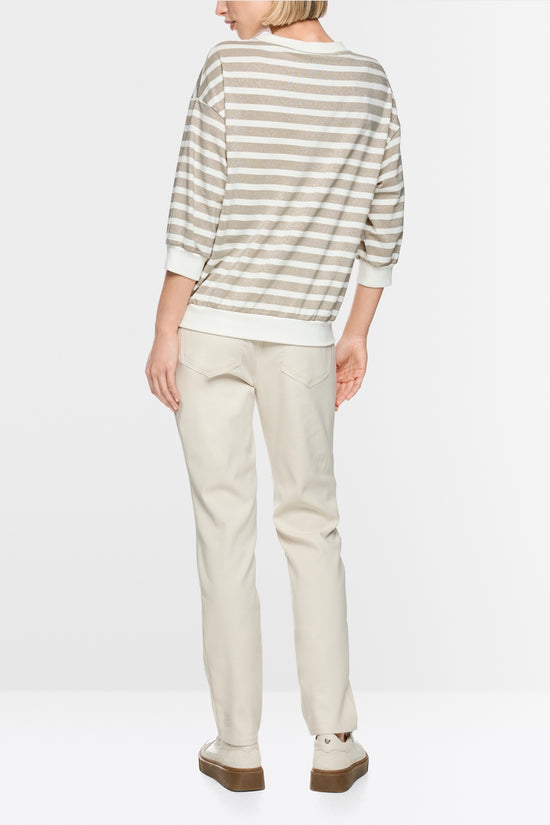 Marc Cain Sports Champagne Gold Lurex Stripe Top