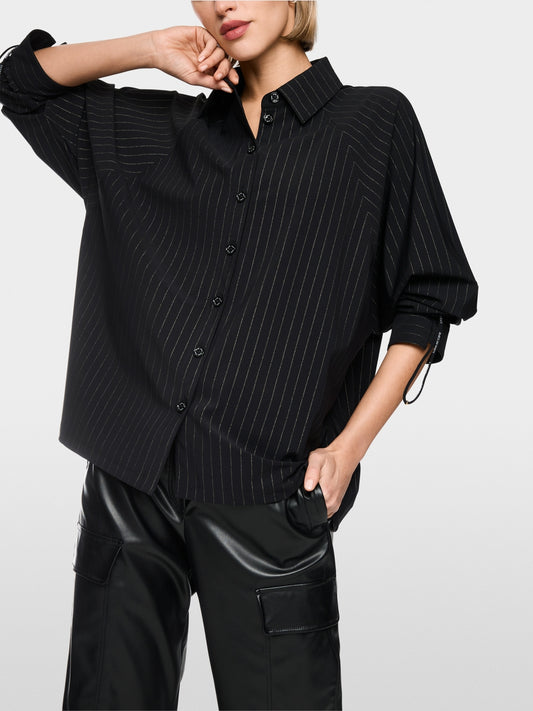 Marc Cain Sports Black Pinstripe Blouse with Batwing Sleeves