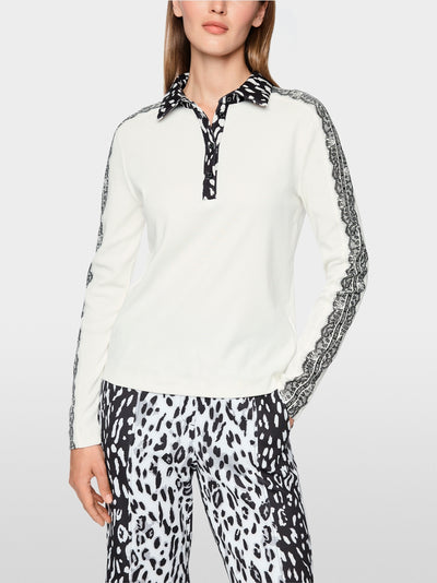 Marc Cain Sports Off-White Long-Sleeved Polo Shirt BS53.13 J64