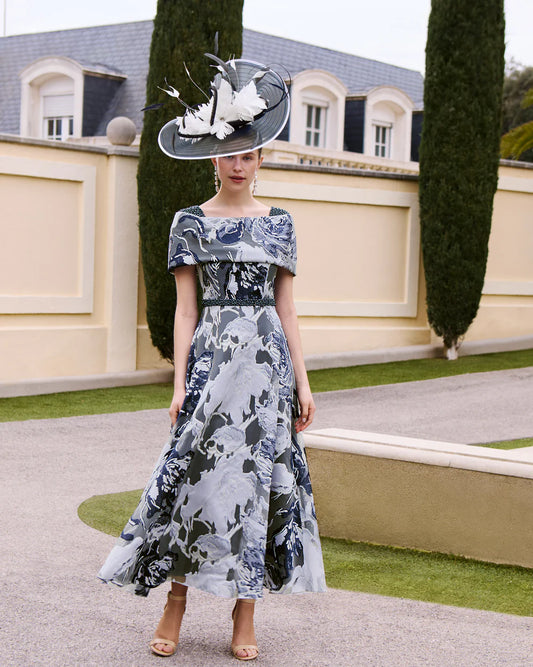 Couture Club Navy & Silver Patterned A-Line Dress