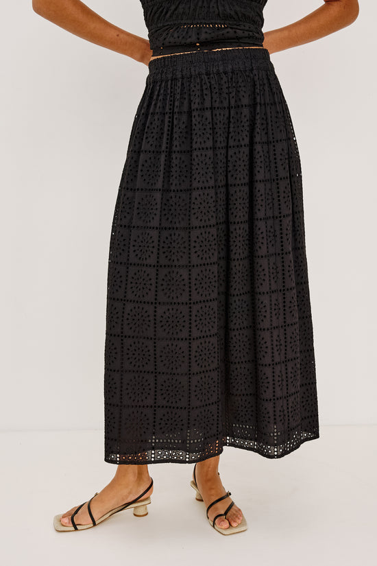 Rails Black Broderie Anglaise Maxi Skirt