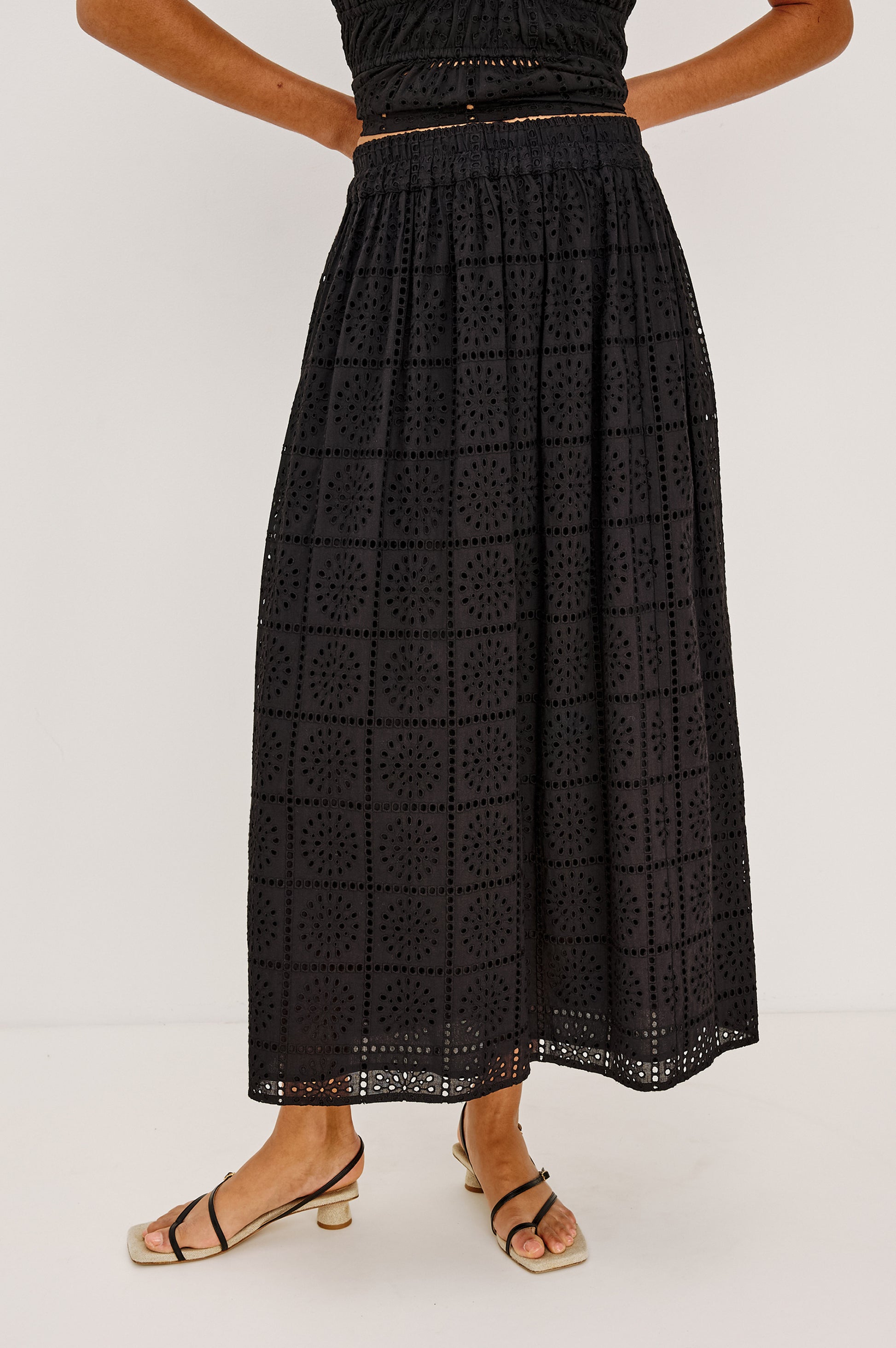 Rails Black Broderie Anglaise Maxi Skirt