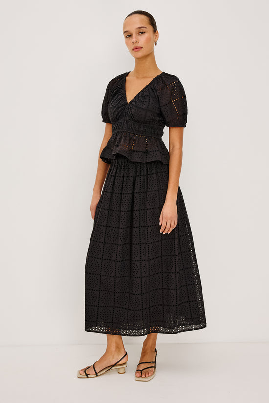 Rails Black Broderie Anglaise Maxi Skirt