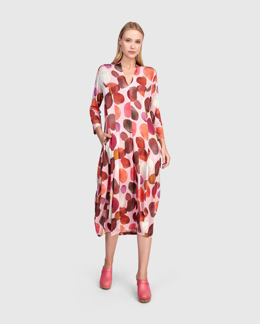 Alembika Pink Large Spot Print Loose Fit Midi Dress