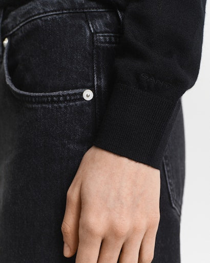 Gant Black Long Sleeve Crew Neck Wool Sweater