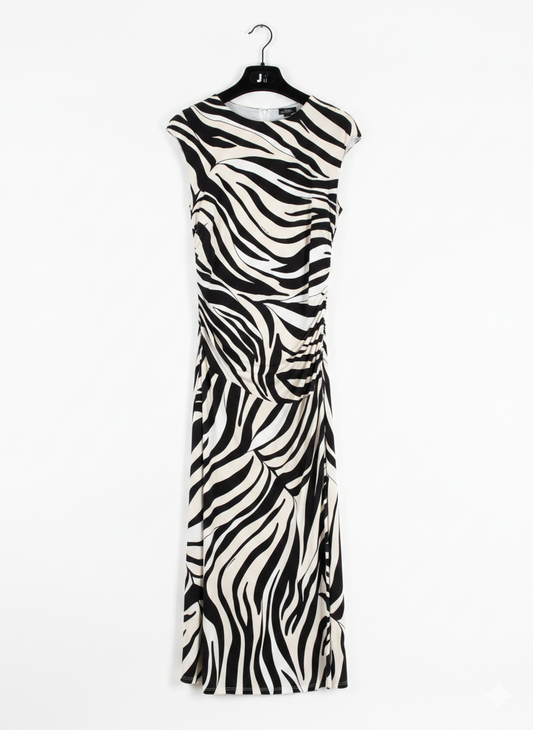 Marella Sport Black Patterned Jersey Midi Dress