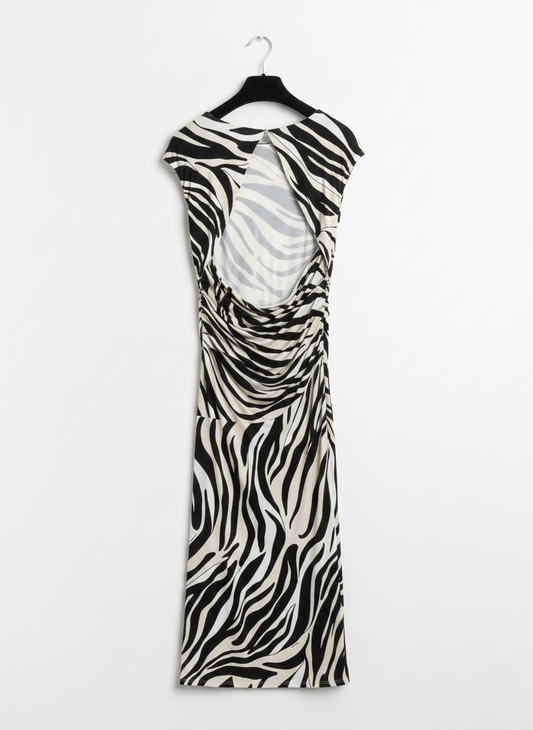 Marella Sport Black Patterned Jersey Midi Dress