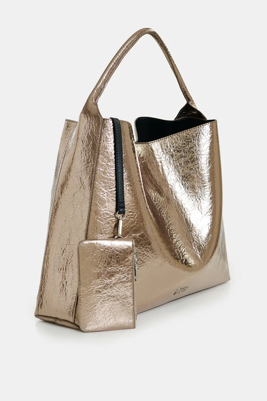 Essentiel Antwerp Gold Glossy Shopper Bag