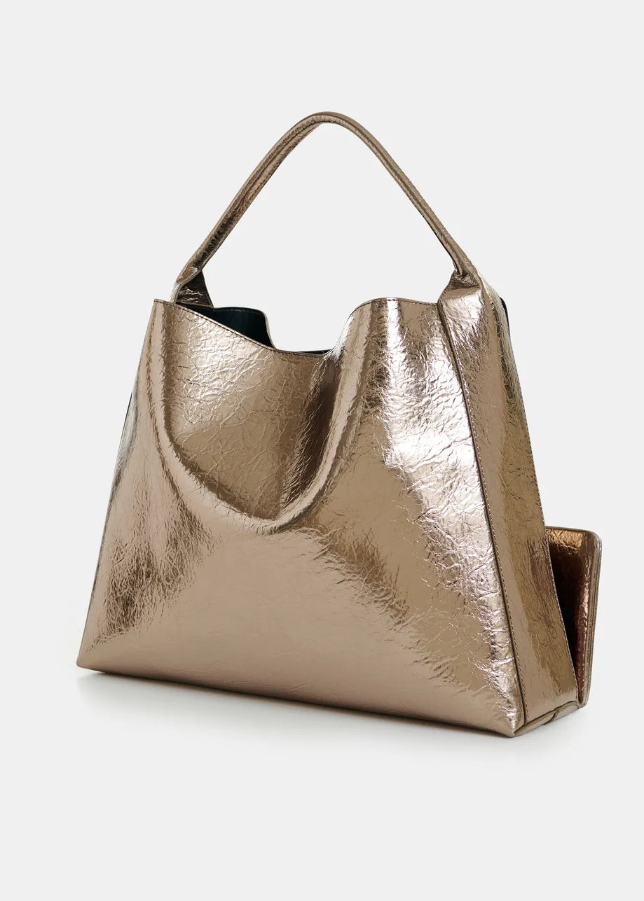 Essentiel Antwerp Gold Glossy Shopper Bag
