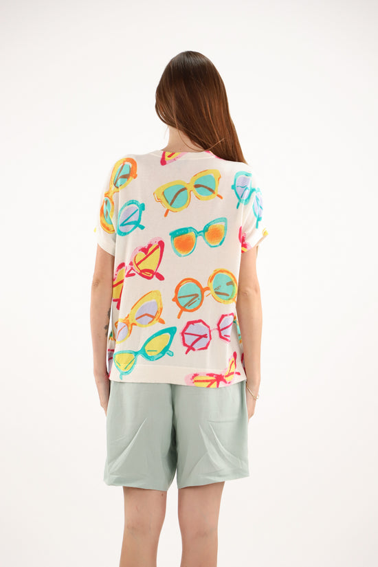 Estheme Sunglasses Print Cotton-Cashmere Sweater