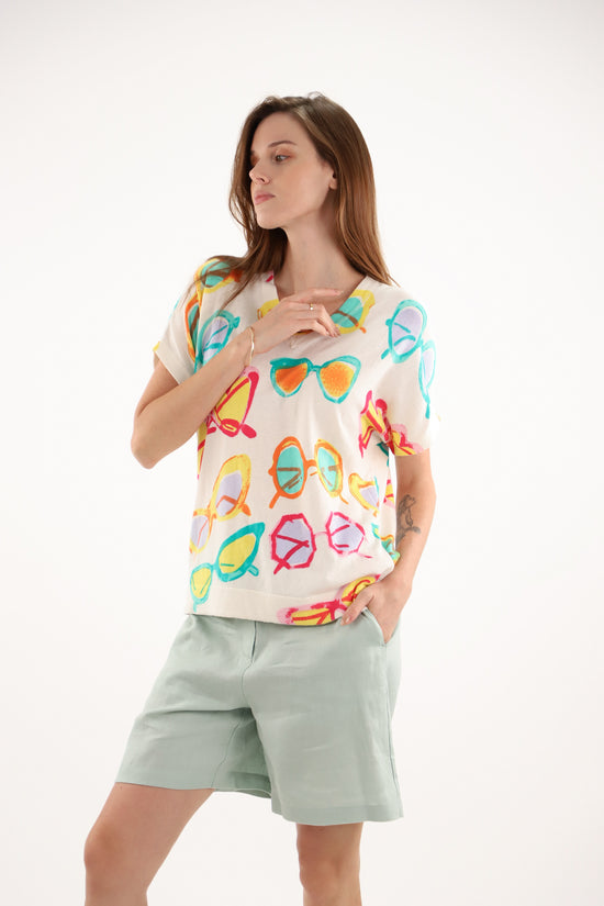 Estheme Sunglasses Print Cotton-Cashmere Sweater