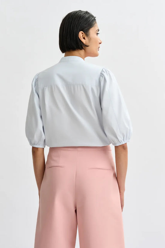 Essentiel Antwerp Light Blue and Orange Cotton Shirt