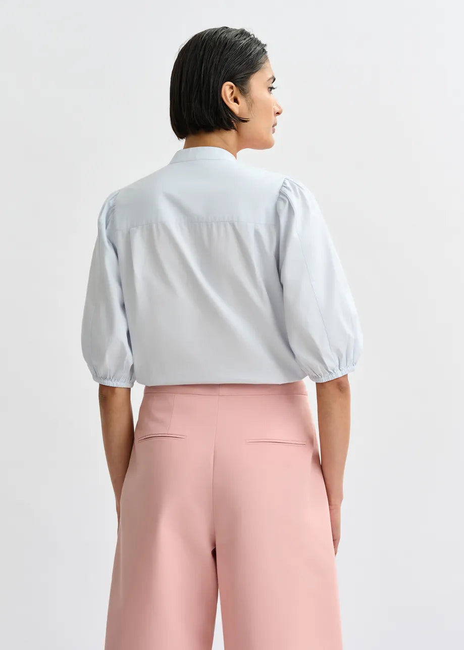Essentiel Antwerp Light Blue and Orange Cotton Shirt