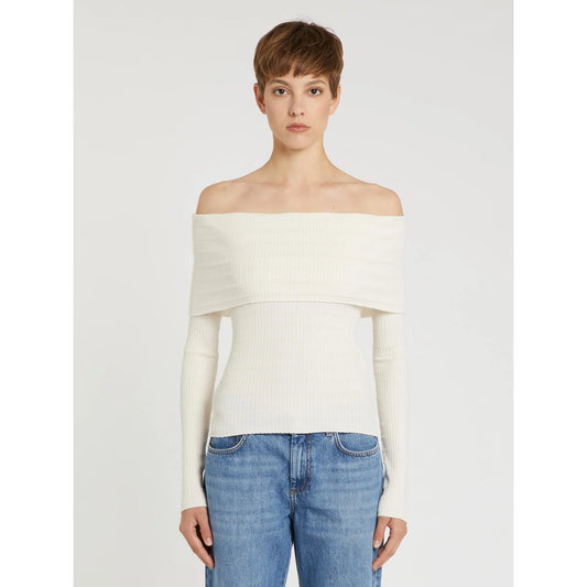 Marella Cream Viscose Blend Cowl Neck Long Sleeve Sweater 