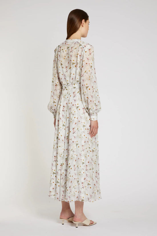 Marella White Floral print Lined Viscose Georgette Shirt Dress