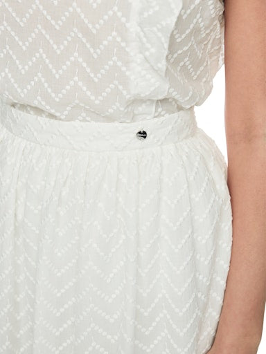 Marc Cain White Full Midi Cotton Skirt
