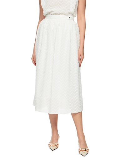 Marc Cain White Full Midi Cotton Skirt