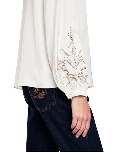 Marc Cain Off-White Loose Fit Viscose Blend Blouse AC51.13 W25