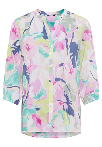 Olsen Multi-Coloured Floral Print Blouse with V-Neck and 3/4 Sleeve