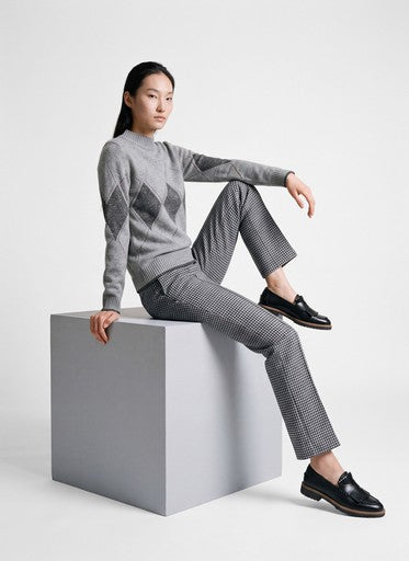 Rabe Silver Grey Diamond Pattern Turtleneck Sweater